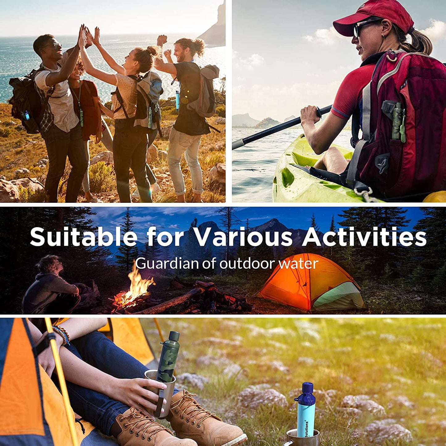 Camo Water Filter Straw, Portable Water Purifier Survival Gear for Hiking Camping Travel