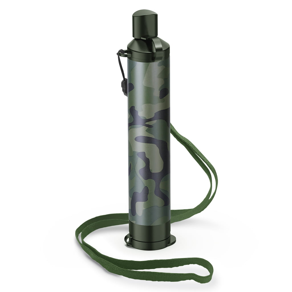 Camo Water Filter Straw, Portable Water Purifier Survival Gear for Hiking Camping Travel